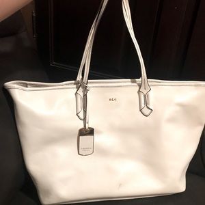 Ralph Lauren White Leather Tote Bag